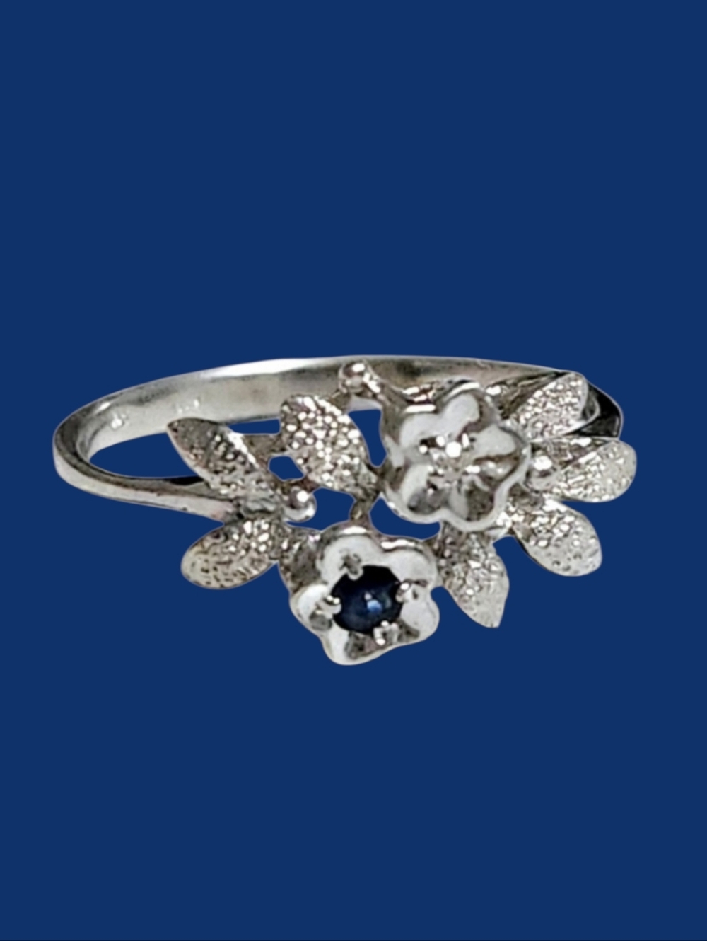 10KW Gold Sapphire & Diamond flower ring sz 7.5